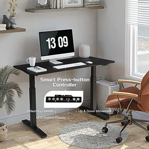 COSTWAY Electric Standing Desk, 55" x 28" Dual Motor Height Adjustable Sit Stand Desk with Memory Presets - Black