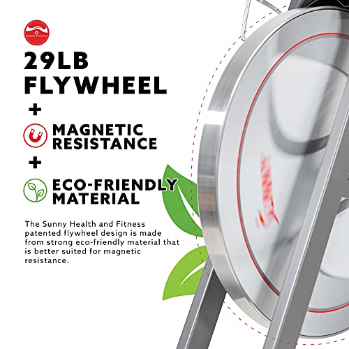 Sunny Health & Fitness Magnetic Belt Drive Indoor Cycling Bike - SF-B1877, silver