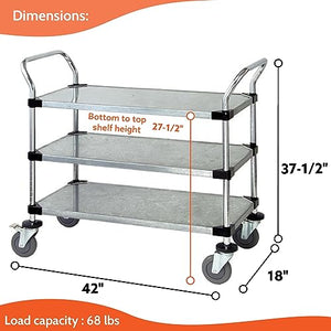 Quantum Storage Systems Utility Cart with 3 Solid Shelves