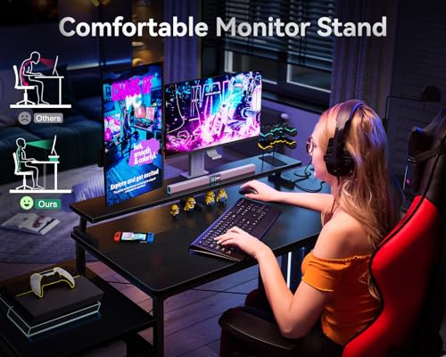 AODK L Shaped Computer Desk with File Drawers & Power Outlet, 72" Corner Desk - Black