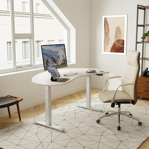 EUREKA ERGONOMIC Electric Standing Desk 70 Inch Curved Desktop Table, Height Adjustable Sit Stand Up Desk - Maple