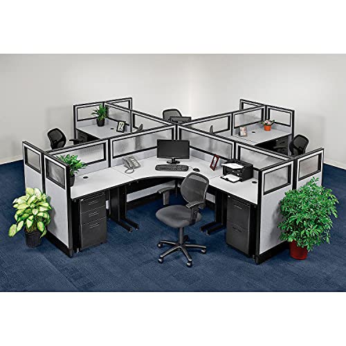 Global Industrial Office Partition Panel with Partial Window, Gray
