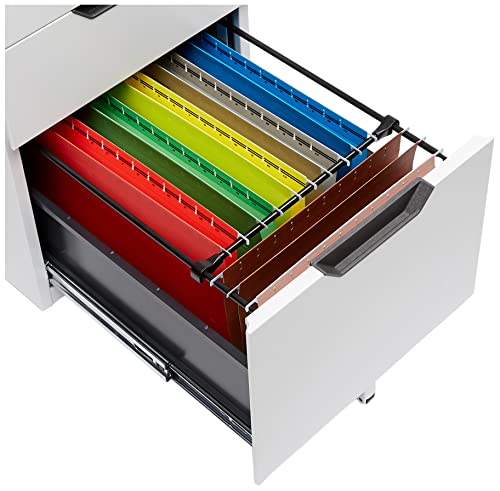 Amazon Basics 3 Drawer Mobile File Cabinet With Lock, White