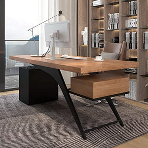 cxkjp Solid Wood Computer Desk with Drawers, Home Office Industrial Furniture - 220x90x75cm