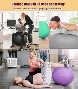 NUNETH Gray Ball Balance Ball Chair with Back Support for Adults - Office, Home Gym, School Yoga Ball Seat