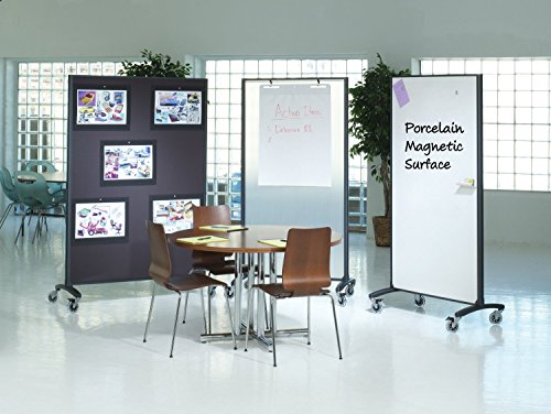 Quartet Motion Series Room Divider Partition, 48" x 72", Fabric/Porcelain (6640MB)