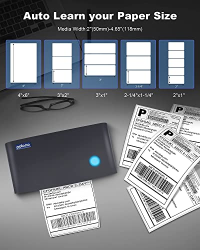 POLONO Label Printer - 150mm/s 4x6 Gray Thermal Label Printer, POLONO Packing Tape, 2.7 mil, 1.88" x 60 Yards, Total 360Y, 3" Core, 6 Rolls, Compatible with Amazon, Ebay, Etsy, Shopify and FedEx