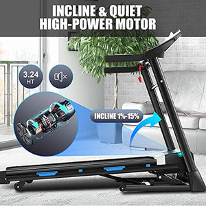 ANCHEER Treadmill for Home, 3.25Hp App Control Electric Folding Treadmills,Exercise Machine with Automatic Incline,Running Walking Machine for Office/Gym Cardio Use