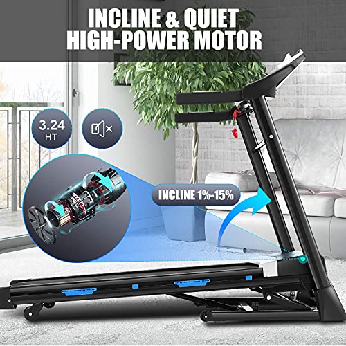 ANCHEER Treadmill for Home, 3.25Hp App Control Electric Folding Treadmills,Exercise Machine with Automatic Incline,Running Walking Machine for Office/Gym Cardio Use