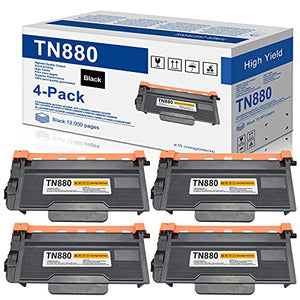 4-Pack Compatible Toner Cartridge Replacement for Brother TN880 TN 880 to use with HL-L6200DW HL-L6200DWT MFC-L6700DW HL-L6250DW HL-L6300DW HL-L6400DW HL-L6400DWT MFC-L6750DW Printer