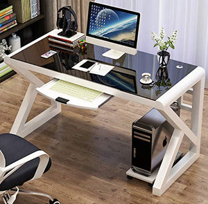 YWDNZ Home Office Desks Computer Desk, Desk, PC Laptop Desk, Workstation, Home Office Gaming Table, Simple Tempered Glass Computer Desk Learning Desk (Color : B)