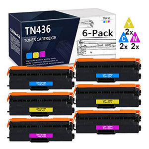 (2C+2Y+2M) 6-Pack TN-436 / TN-436C TN-436M TN-436Y Compatible Toner Cartridge Replacement for Brother DCP-L8410CDW MFC-L8610CDW MFC-L8900CDW MFC-L9570CDWT HL-L8360CDW HL-L9310CDW Printer
