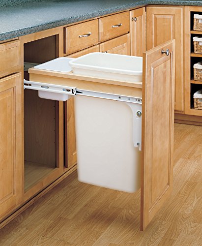 Rev-A-Shelf Wood Top Mount Pull Out Trash/Waste Container w/Soft Close, Standard, Natural Maple