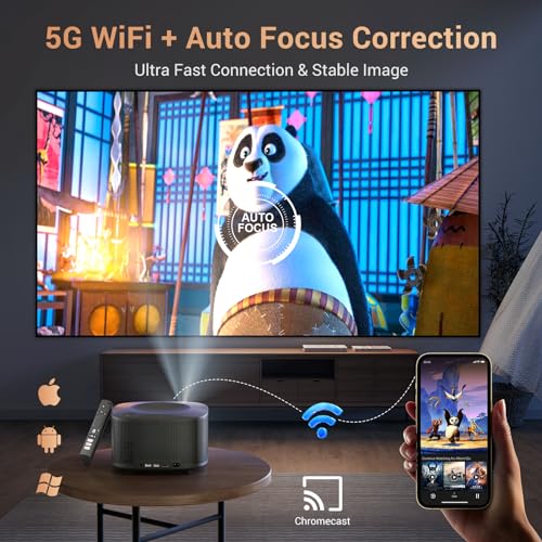 HAPPRUN 4K Android TV Projector with WiFi, Bluetooth, and Dolby Audio