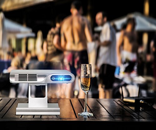 PIQS TT Virtual Touch Portable Projector, DLP Home Theater Mini Projector Support 1080P, WiFi, Bluetooth,with Autofocus/Keystone, 3-Hour Battery, for Business PPT, Home Cinema & Backyard Projection