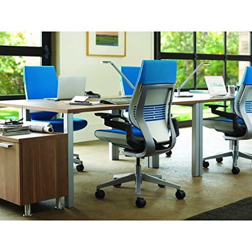Steelcase Gesture Office Chair - Licorice Upholstered, Platinum Metallic Frame, High Seat, Hard Floor Casters