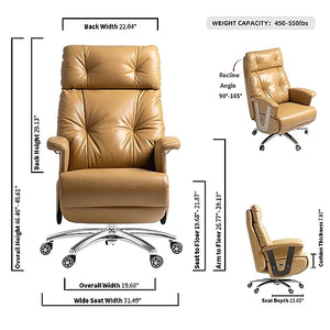 Kinnls Freya Power Recliner Chair with Footrest - Genuine Leather - Khaki