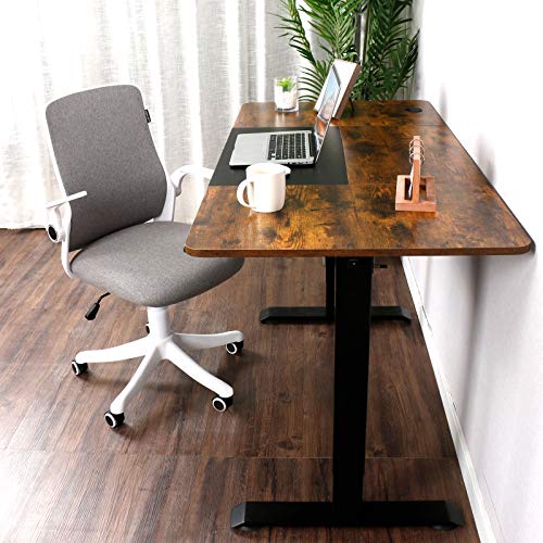 ELECWISH Electric Standing Desk Height Adjustable, 55 x 28 Inches Stand Up Desk with Splice Board, Sit Stand Home Office Desk with Memory Preset Controller, Black Frame/Black and Rustic Brown Top