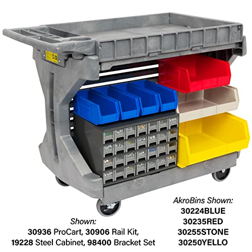 Akro-Mils ProCart Heavy Duty 2 Tier Rolling Utility Cart, 400 lb Capacity, Gray