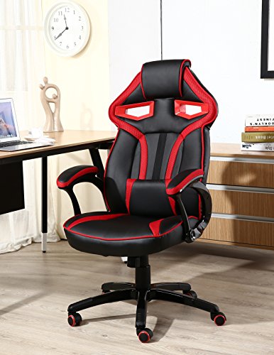 BTEXPERT Ergonomic High Back PU Leather Office Chair Gaming Chair, Reclining Leaning Napping Headrest Lumbar Pillow Support