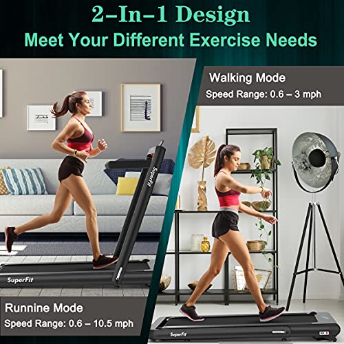 Goplus 2 in 1 Folding Treadmill with Alexa Home, 4.75HP Under Desk Electric Treadmill with APP Control, LED Touch Screen, Bluetooth Speaker and Remote Control, Walking Jogging for Home Office Use