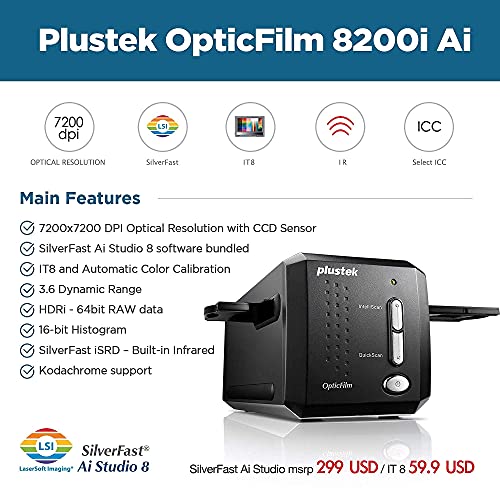 Plustek OpticFilm 8200i Ai Film & Slide Scanner Converter + 35mm Negative Film Stripe Kit x 4