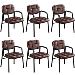 Yaheetech 6PCS Office Guest Reception Chairs Leather Waiting Room Executive Chair Brown