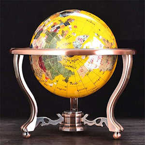 HXHBD Globes Antique Gemstone World Globe with Rotating Stand Geography Educational Home Decor Globes of The World with Stand,Chinese and English map/68 (Color : Metallic, Size : 15cm)