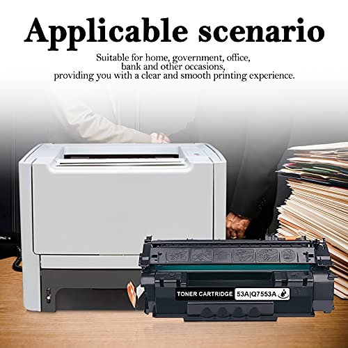 5 Pack Black High Yield 53A | Q7553A Toner Compatible Toner Cartridge Replacement for Hp P2014 P2014n P2015 P2015d P2015dn P2015x M2727nf Multifunction Printer