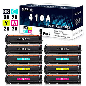 9 Pack (3BK+2C+2Y+2M) 410A Toner Cartridge Replacement for HP 410A for use in HP Color Laserjet Pro MFP M477fdw M477fdn M477fnw M452dn M452nw M452dw Printer