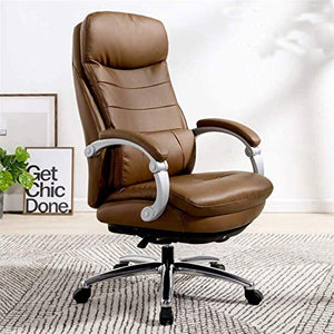 inBEKEA Computer Desk with Footrest Chair Adjustable PU Leather Home Work Office - Black/Brown 53x54x113