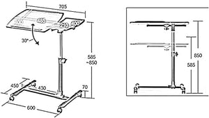 GaRcan Adjustable Mobile Laptop Stand Desk Rolling Cart