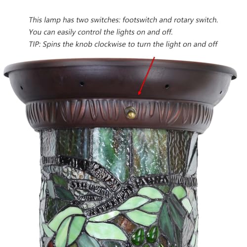 Bieye L10769 Grape Vine Tiffany Style Stained Glass Pedestal Floor Lamp - 28 inches Tall