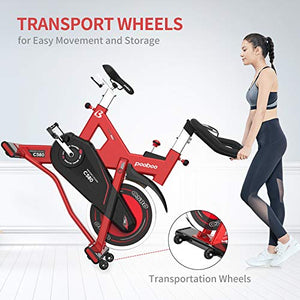 pooboo Exercise Bike, Indoor Cycling Bike Stationary with 40 Lbs Flywheel Belt Drive Quiet & Smooth with LCD Display Pad Mount for Home Cardio Workout