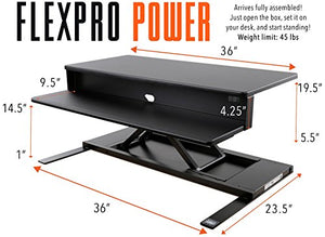 Flexpro Power 36 Inch Electric Standing Desk - Electric Height Adjustable Stand up Desk by Award Winning Stand Steady - Holds 2 Monitors (Black) (36")