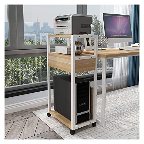 CPU Stand PC Tower Stand 3-Tier Adjustable Cart with Caster Wheels White