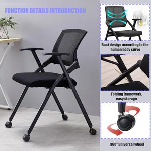 Generic Stackable Conference Room Chairs, 4-Pack with Wheels and Paddle, Ergonomic Mesh Back and Arms