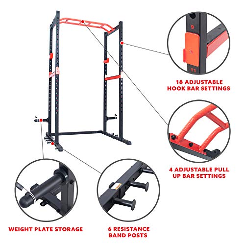 Sunny Health & Fitness Power Zone Strength Rack Power Cage - SF-XF9925, Black