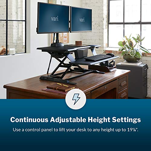 VariDesk Electric Pro Plus 32 by Vari - Flexible Standing Desktop Converter - Quick Sit to Stand Desk Riser with Touch Button Adjustment - No Assembly Required (Black)