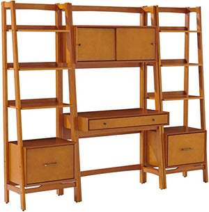 Crosley Furniture Landon 3-Piece Desk and Etagere Bookcase Set, Acorn
