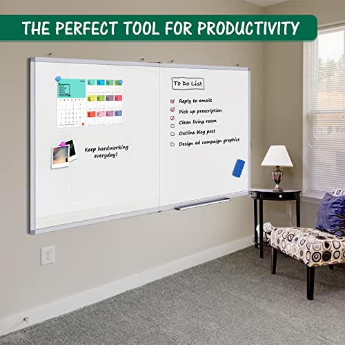 Large Magnetic Whiteboard, maxtek 60 x 48 inches Magnetic Dry Erase Board Foldable with Marker Tray 1 Eraser 3 Markers and 6 Magnets| Wall-Mounted Aluminum Memo White Board for Office Home and School