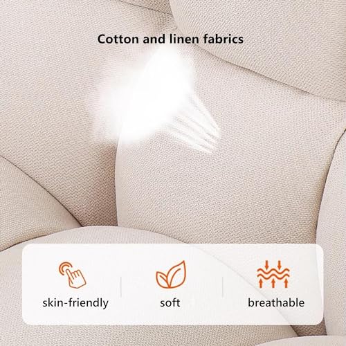 IPSU Home Desk Chair, Cotton and Linen Adjustable Ergonomic Office Chair with Footrest