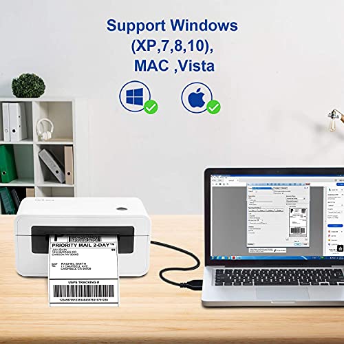 USB Upgrade Shipping Label Printer, Thermal Printer for Barcodes-Labels Labeling with External Rolls Label Holder, NefLaca 2 in 1 Rolls and Fan-Fold Stack Paper Holder for Desktop Thermal Label Printe