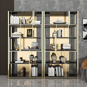 HARAY Light Luxury Style Stainless Steel Bookshelf 90cm White