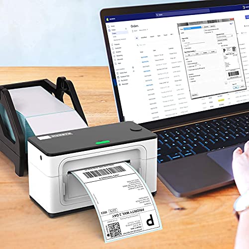 MUNBYN Label Printer with Pack of 500 Label Paper, Paper Holder, Thermal Printer for Barcodes-Labels Labeling, Compatible with UPS, FedEx, Amazon, Ebay, Etsy, Shopify, etc