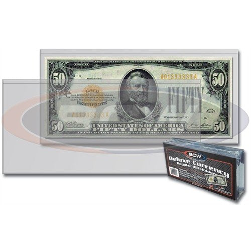 1000 BCW Deluxe Semi Rigid Regular Bill Currency Holders - 1 Case