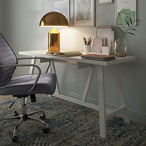 SIMPLIHOME Dylan SOLID WOOD Modern Industrial 60 inch Wide Home Office Desk, Writing Table, Workstation, Study Table Furniture in White