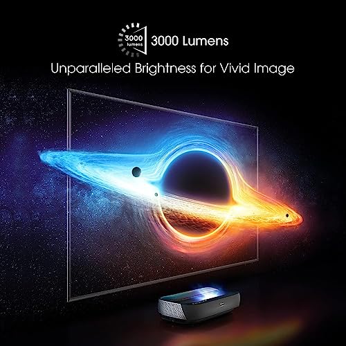 Hisense 100L9G 4K UHD Tri-Laser Ultra Short Throw Projector - 3000 Lumens Android TV HDR10 Dolby Atmos 40W Audio