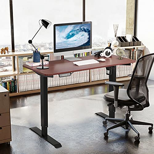 Tulib Height Adjustable Electric, 48 x 24 Inches Workstation Computer Table, Ergonomic Sit Stand Home Office Desk, 4824inch, Walnut