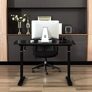 Zoopolyn Electric Standing Desk with Whole Piece MDF Board 48"X24" Height Adjustable Desk for Home Office Black Frame Black Top